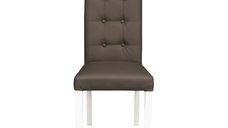 Scaun living TEO LUX, picioare lemn alb, piele ecologica gri elefant, 46x60x98 cm