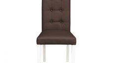 Scaun living TEO LUX, picioare lemn alb, piele ecologica maro deschis, 46x60x98 cm