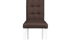 Scaun living TEO LUX, picioare lemn alb, piele ecologica maro deschis, 46x60x98 cm