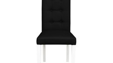 Scaun living TEO LUX, picioare lemn alb, piele ecologica negru, 46x60x98 cm