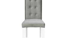 Scaun living TEO LUX, picioare lemn alb, stofa bej, 46x60x98 cm