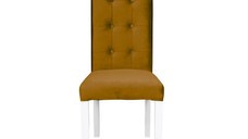 Scaun living TEO LUX, picioare lemn alb, stofa galben, 46x60x98 cm