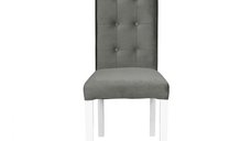 Scaun living TEO LUX, picioare lemn alb, stofa gri deschis, 46x60x98 cm
