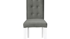 Scaun living TEO LUX, picioare lemn alb, stofa gri deschis, 46x60x98 cm