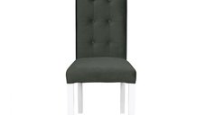 Scaun living TEO LUX, picioare lemn alb, stofa gri inchis, 46x60x98 cm