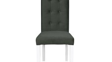 Scaun living TEO LUX, picioare lemn alb, stofa gri inchis, 46x60x98 cm