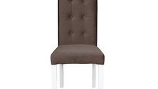 Scaun living TEO LUX, picioare lemn alb, stofa maro, 46x60x98 cm