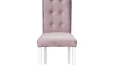 Scaun living TEO LUX, picioare lemn alb, stofa roz pudra, 46x60x98 cm