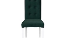 Scaun living TEO LUX, picioare lemn alb, stofa verde smarald, 46x60x98 cm