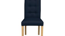 Scaun living TEO LUX, picioare lemn natur, piele ecologica albastru, 46x60x98 cm