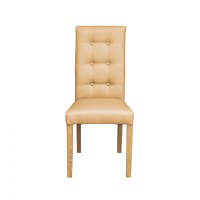 Scaun living TEO LUX, picioare lemn natur, piele ecologica bej, 46x60x98 cm - 1