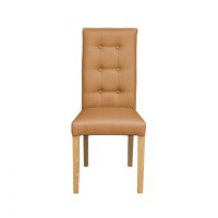 Scaun living TEO LUX, picioare lemn natur, piele ecologica bej inchis, 46x60x98 cm - 1