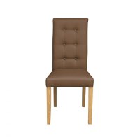 Scaun living TEO LUX, picioare lemn natur, piele ecologica cappuccino, 46x60x98 cm - 1