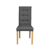 Scaun living TEO LUX, picioare lemn natur, piele ecologica gri, 46x60x98 cm - 1