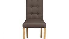 Scaun living TEO LUX, picioare lemn natur, piele ecologica gri elefant, 46x60x98 cm