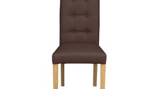 Scaun living TEO LUX, picioare lemn natur, piele ecologica maro deschis, 46x60x98 cm