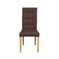 Scaun living TEO LUX, picioare lemn natur, piele ecologica maro deschis, 46x60x98 cm - 1