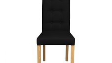 Scaun living TEO LUX, picioare lemn natur, piele ecologica negru, 46x60x98 cm