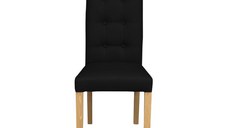 Scaun living TEO LUX, picioare lemn natur, piele ecologica negru, 46x60x98 cm