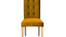 Scaun living TEO LUX, picioare lemn natur, stofa galben, 46x60x98 cm