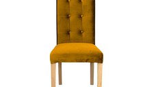 Scaun living TEO LUX, picioare lemn natur, stofa galben, 46x60x98 cm