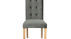 Scaun living TEO LUX, picioare lemn natur, stofa gri deschis, 46x60x98 cm