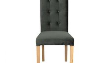 Scaun living TEO LUX, picioare lemn natur, stofa gri inchis, 46x60x98 cm