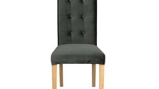 Scaun living TEO LUX, picioare lemn natur, stofa gri inchis, 46x60x98 cm