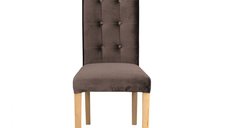 Scaun living TEO LUX, picioare lemn natur, stofa maro, 46x60x98 cm