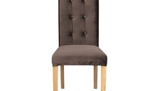 Scaun living TEO LUX, picioare lemn natur, stofa maro, 46x60x98 cm