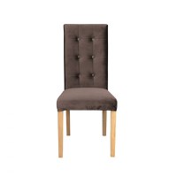 Scaun living TEO LUX, picioare lemn natur, stofa maro, 46x60x98 cm - 1