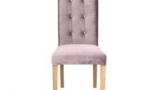 Scaun living TEO LUX, picioare lemn natur, stofa roz pudra, 46x60x98 cm