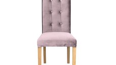 Scaun living TEO LUX, picioare lemn natur, stofa roz pudra, 46x60x98 cm