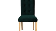 Scaun living TEO LUX, picioare lemn natur, stofa verde smarald, 46x60x98 cm