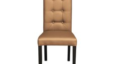 Scaun living TEO LUX, picioare lemn wenge, piele ecologica bej inchis, 46x60x98 cm