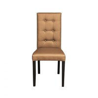 Scaun living TEO LUX, picioare lemn wenge, piele ecologica bej inchis, 46x60x98 cm - 1