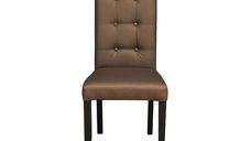 Scaun living TEO LUX, picioare lemn wenge, piele ecologica cappuccino, 46x60x98 cm