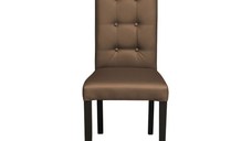 Scaun living TEO LUX, picioare lemn wenge, piele ecologica cappuccino, 46x60x98 cm