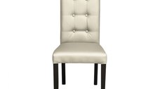 Scaun living TEO LUX, picioare lemn wenge, piele ecologica crem, 46x60x98 cm