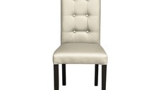 Scaun living TEO LUX, picioare lemn wenge, piele ecologica crem, 46x60x98 cm