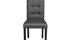 Scaun living TEO LUX, picioare lemn wenge, piele ecologica gri, 46x60x98 cm
