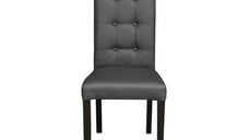 Scaun living TEO LUX, picioare lemn wenge, piele ecologica gri, 46x60x98 cm