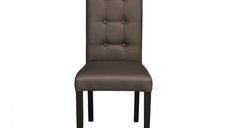 Scaun living TEO LUX, picioare lemn wenge, piele ecologica gri elefant, 46x60x98 cm