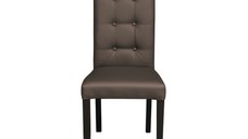 Scaun living TEO LUX, picioare lemn wenge, piele ecologica gri elefant, 46x60x98 cm