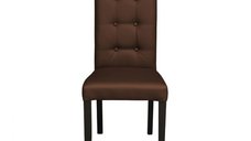 Scaun living TEO LUX, picioare lemn wenge, piele ecologica maro deschis, 46x60x98 cm