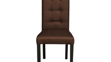 Scaun living TEO LUX, picioare lemn wenge, piele ecologica maro deschis, 46x60x98 cm