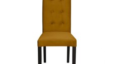 Scaun living TEO LUX, picioare lemn wenge, stofa galben, 46x60x98 cm