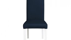 Scaun living TEO, picioare lemn alb, piele ecologica albastru, 46x60x98 cm