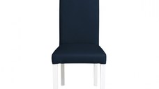 Scaun living TEO, picioare lemn alb, piele ecologica albastru, 46x60x98 cm