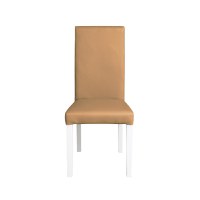 Scaun living TEO, picioare lemn alb, piele ecologica bej inchis, 46x60x98 cm - 1